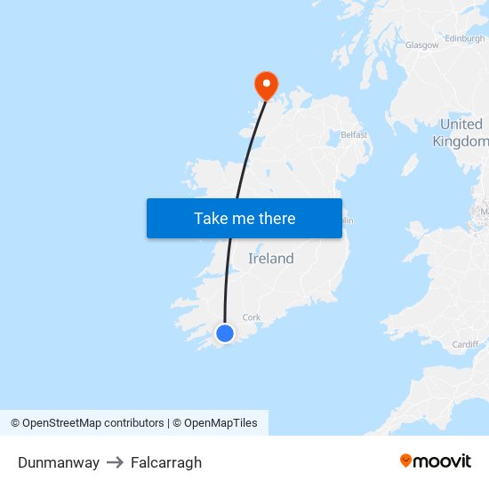 Dunmanway to Falcarragh map