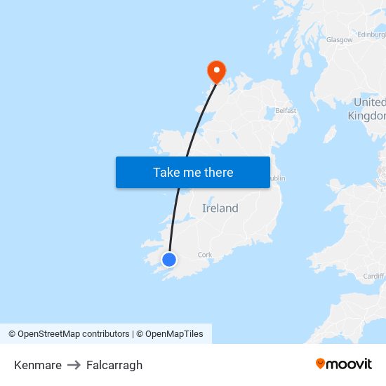 Kenmare to Falcarragh map