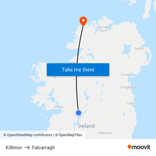 Killimor to Falcarragh map