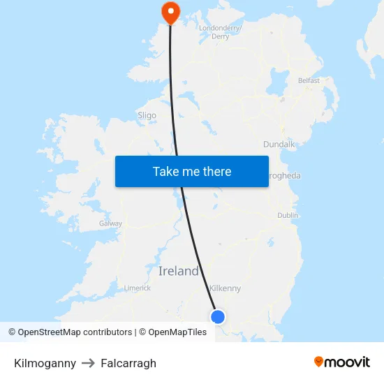Kilmoganny to Falcarragh map