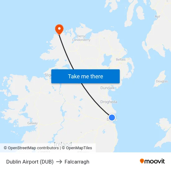 Dublin Airport (DUB) to Falcarragh map