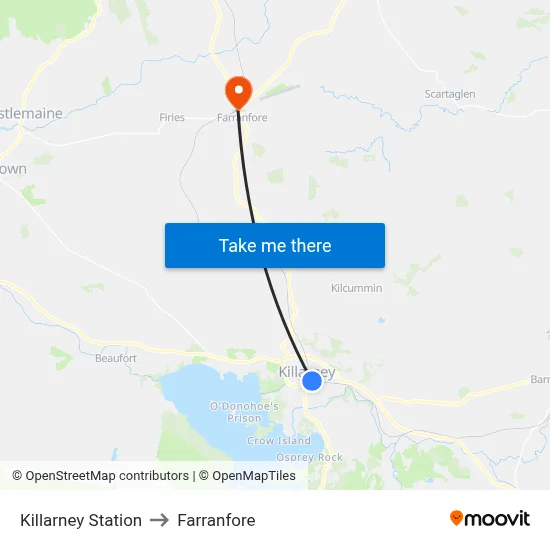 Killarney Station to Farranfore map
