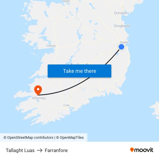 Tallaght Luas to Farranfore map