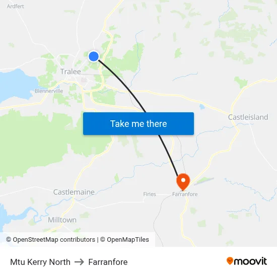 Mtu Kerry North to Farranfore map