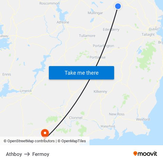 Athboy to Fermoy map