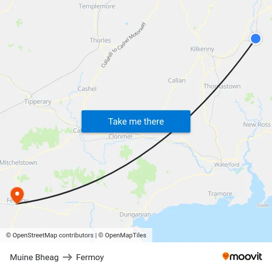 Muine Bheag to Fermoy map