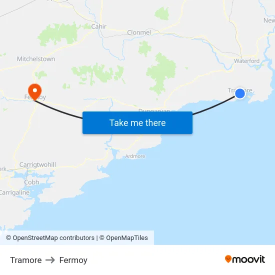 Tramore to Fermoy map