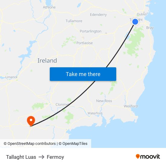 Tallaght Luas to Fermoy map