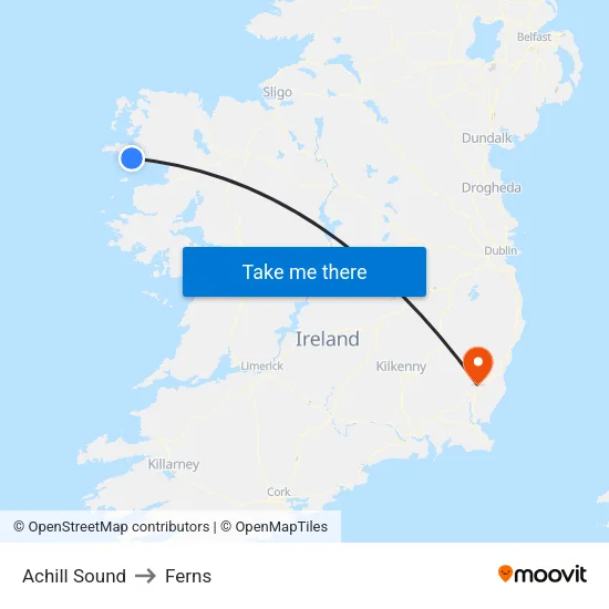 Achill Sound to Ferns map