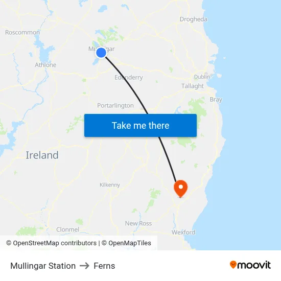 Mullingar Station to Ferns map