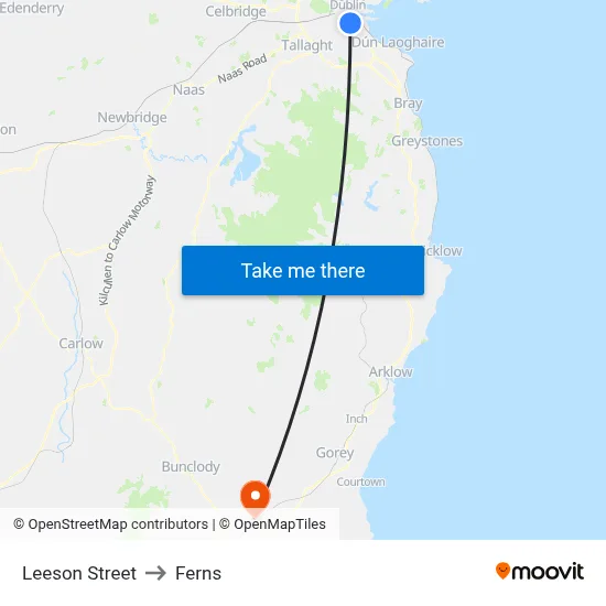 Leeson Street to Ferns map