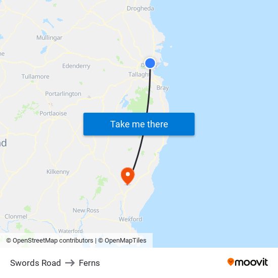 Swords Road to Ferns map