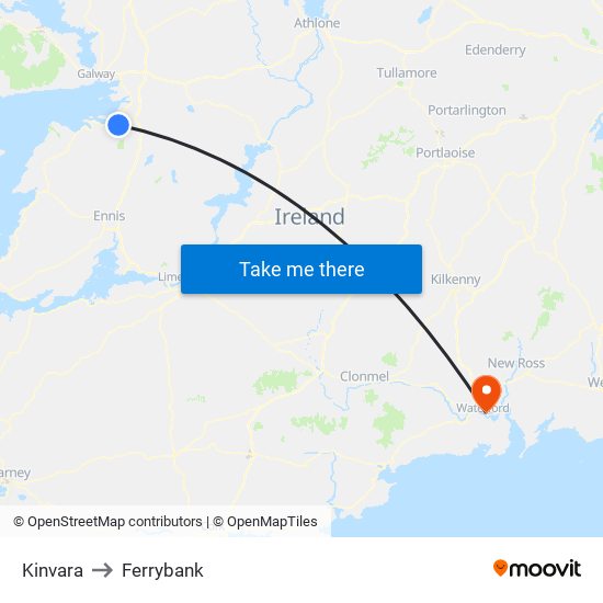 Kinvara to Ferrybank map