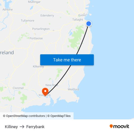Killiney to Ferrybank map