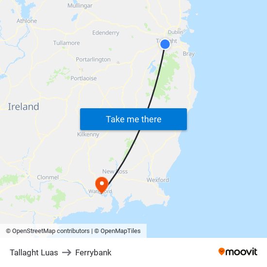 Tallaght Luas to Ferrybank map