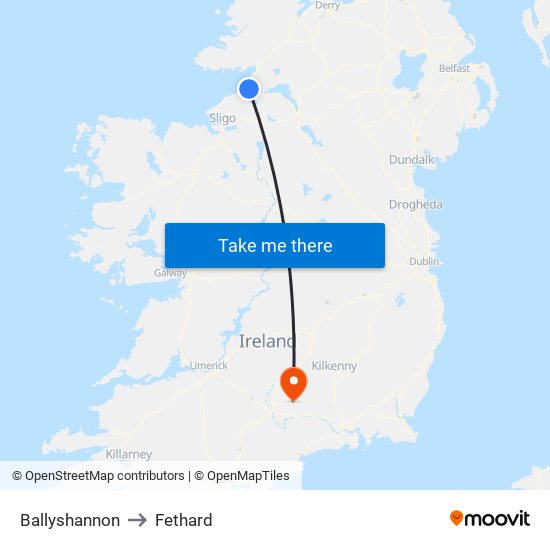 Ballyshannon to Fethard map