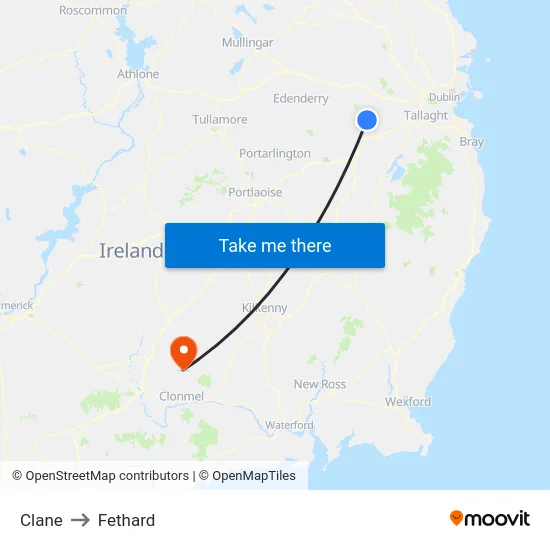 Clane to Fethard map