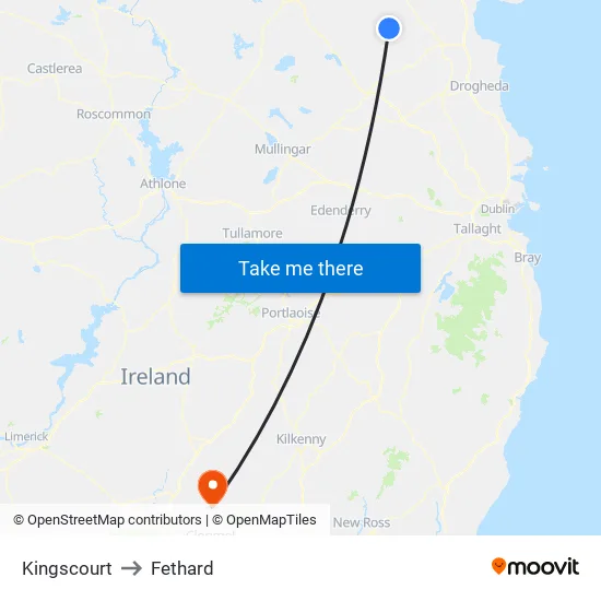 Kingscourt to Fethard map