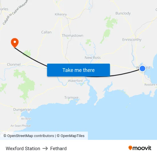 Wexford Station to Fethard map