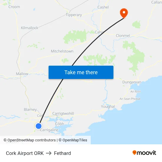 Cork Airport ORK to Fethard map