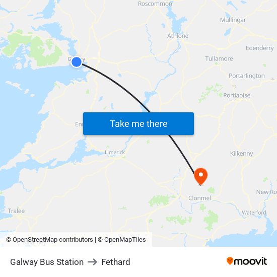 Galway Bus Station to Fethard map