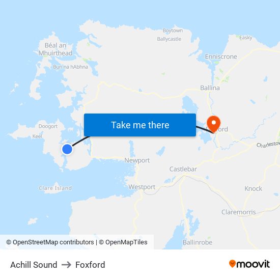 Achill Sound to Foxford map