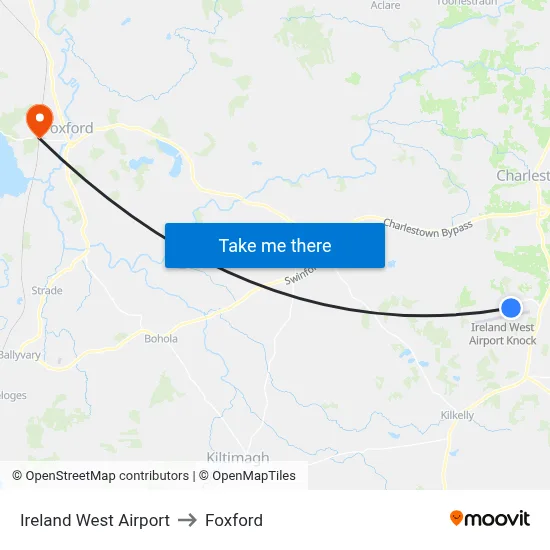 Ireland West Airport to Foxford map