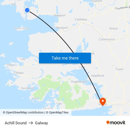 Achill Sound to Galway map
