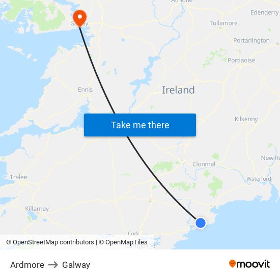 Ardmore to Galway map