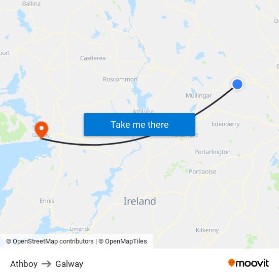 Athboy to Galway map