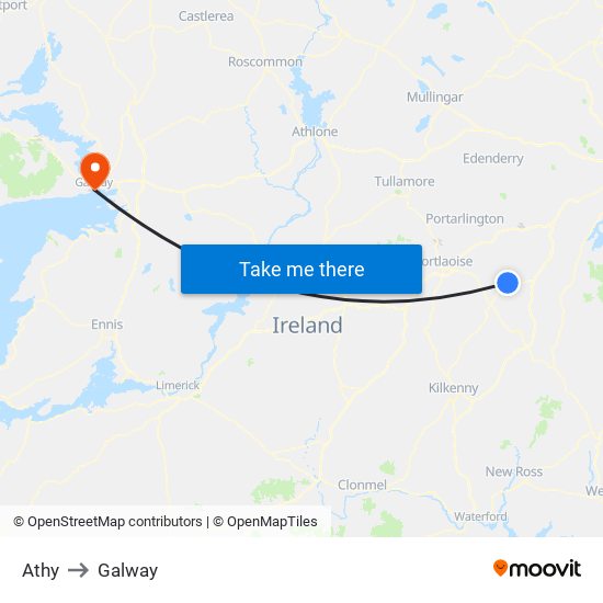Athy to Galway map
