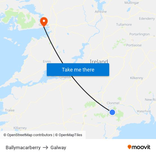 Ballymacarberry to Galway map