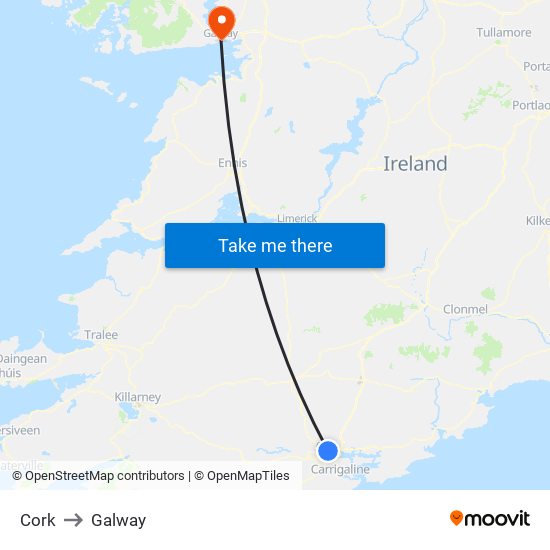 Cork to Galway map