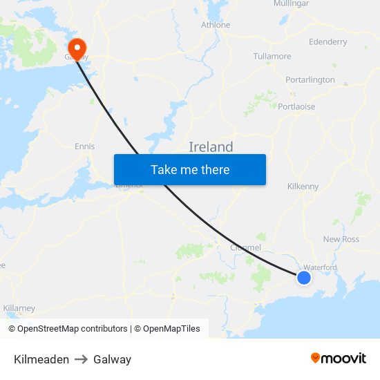 Kilmeaden to Galway map