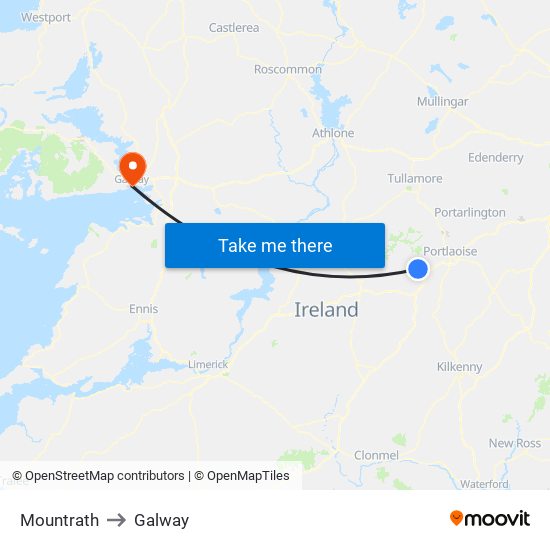 Mountrath to Galway map