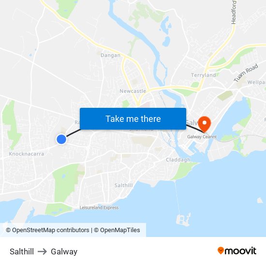 Map Of Salthill Galway Salthill To Galway, Ireland With Public Transportation