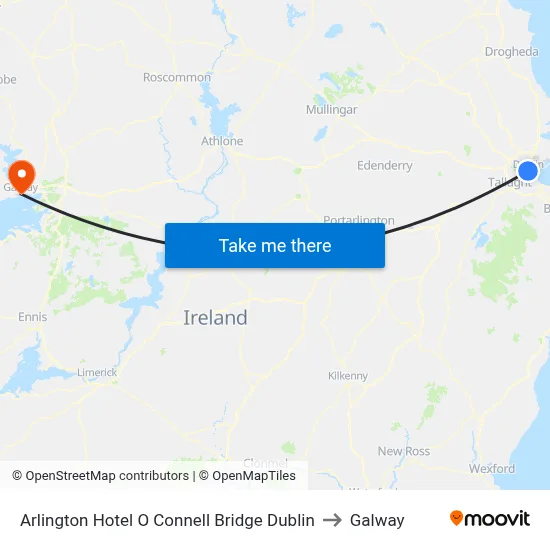Arlington Hotel O Connell Bridge Dublin to Galway map