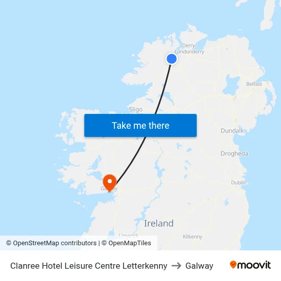 Clanree Hotel Leisure Centre Letterkenny to Galway map