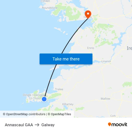 Annascaul GAA to Galway map