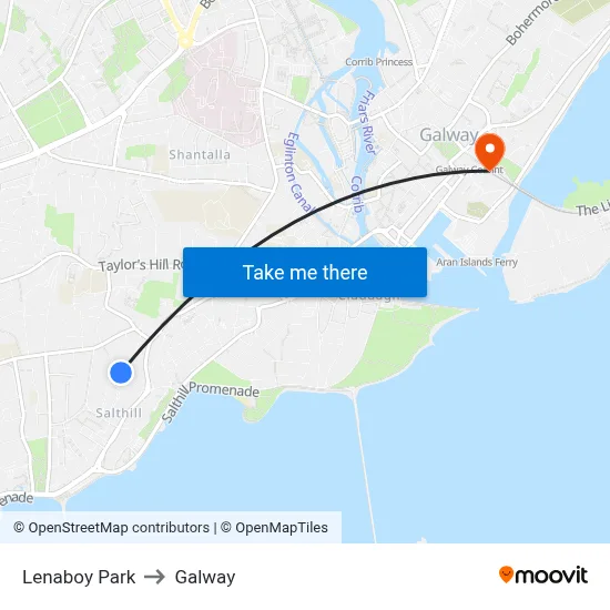 Lenaboy Park to Galway map