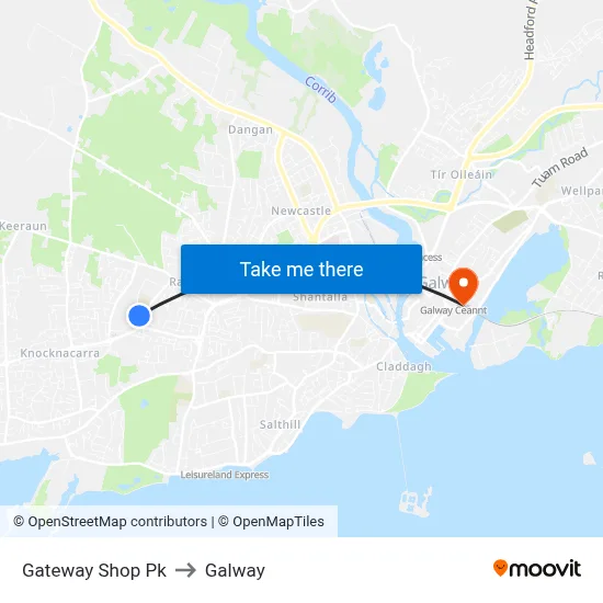 Gateway Shop Pk to Galway map