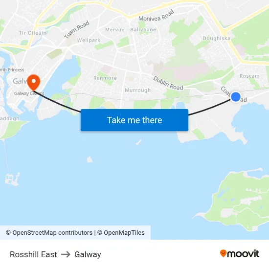 Rosshill East to Galway map