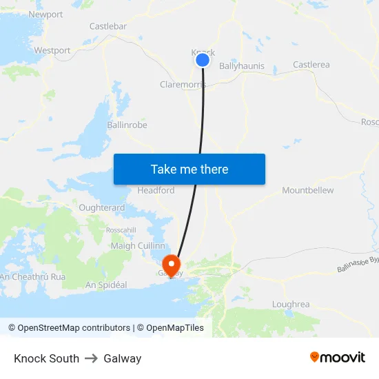 Knock South to Galway map