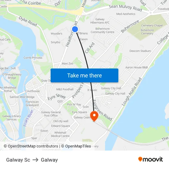 Galway Sc to Galway map