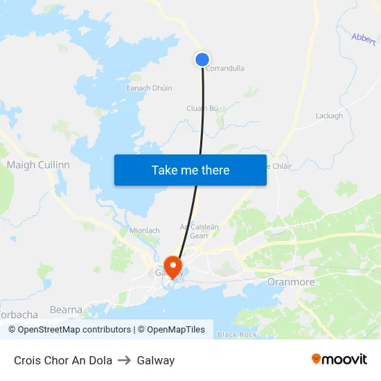 Crois Chor An Dola to Galway map