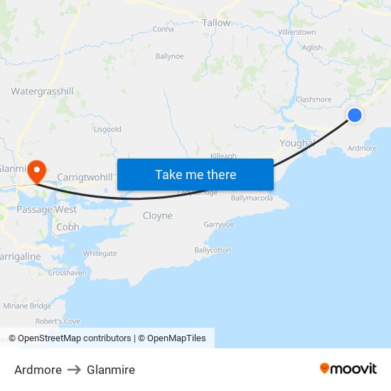 Ardmore to Glanmire map
