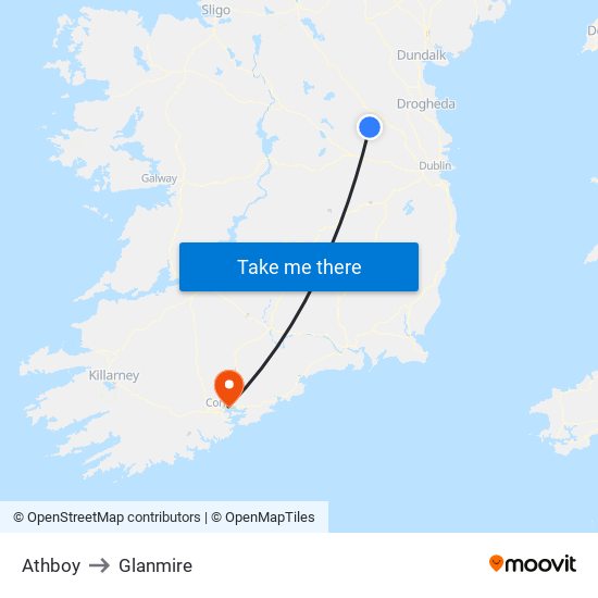 Athboy to Glanmire map