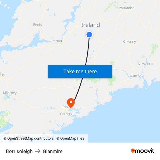 Borrisoleigh to Glanmire map