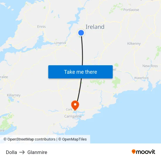 Dolla to Glanmire map