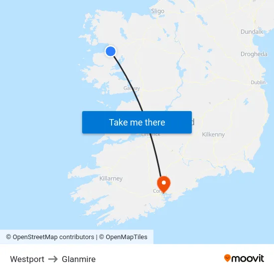 Westport to Glanmire map
